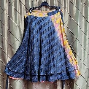 EUC- Solomana Bespoke One of a Kind Silk Double Layer Reversible Wrap Skirt